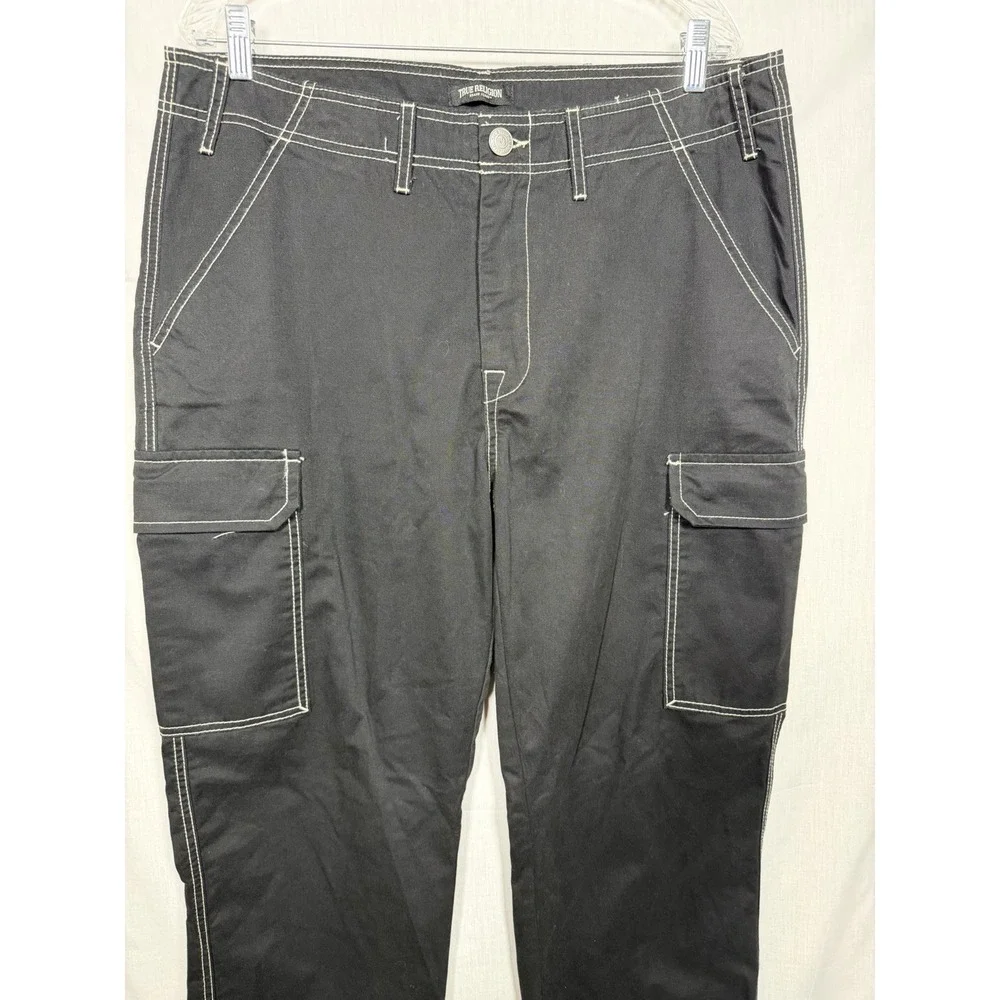 True Religion Cargo Pants Mens 34 Black Utility‎ Y2K Skate Streetwear